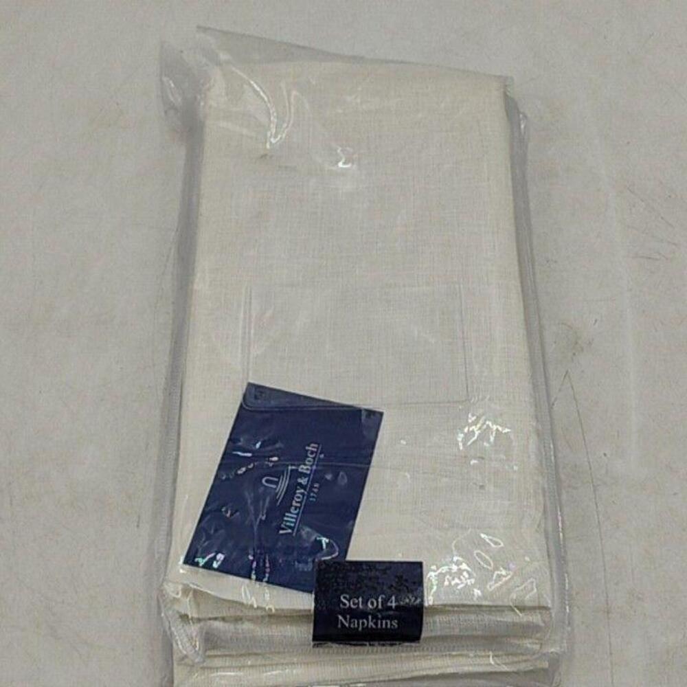 Villeroy & Boch La Classica White Linen Cloth Dinner Napkins 21x21 Set of 3